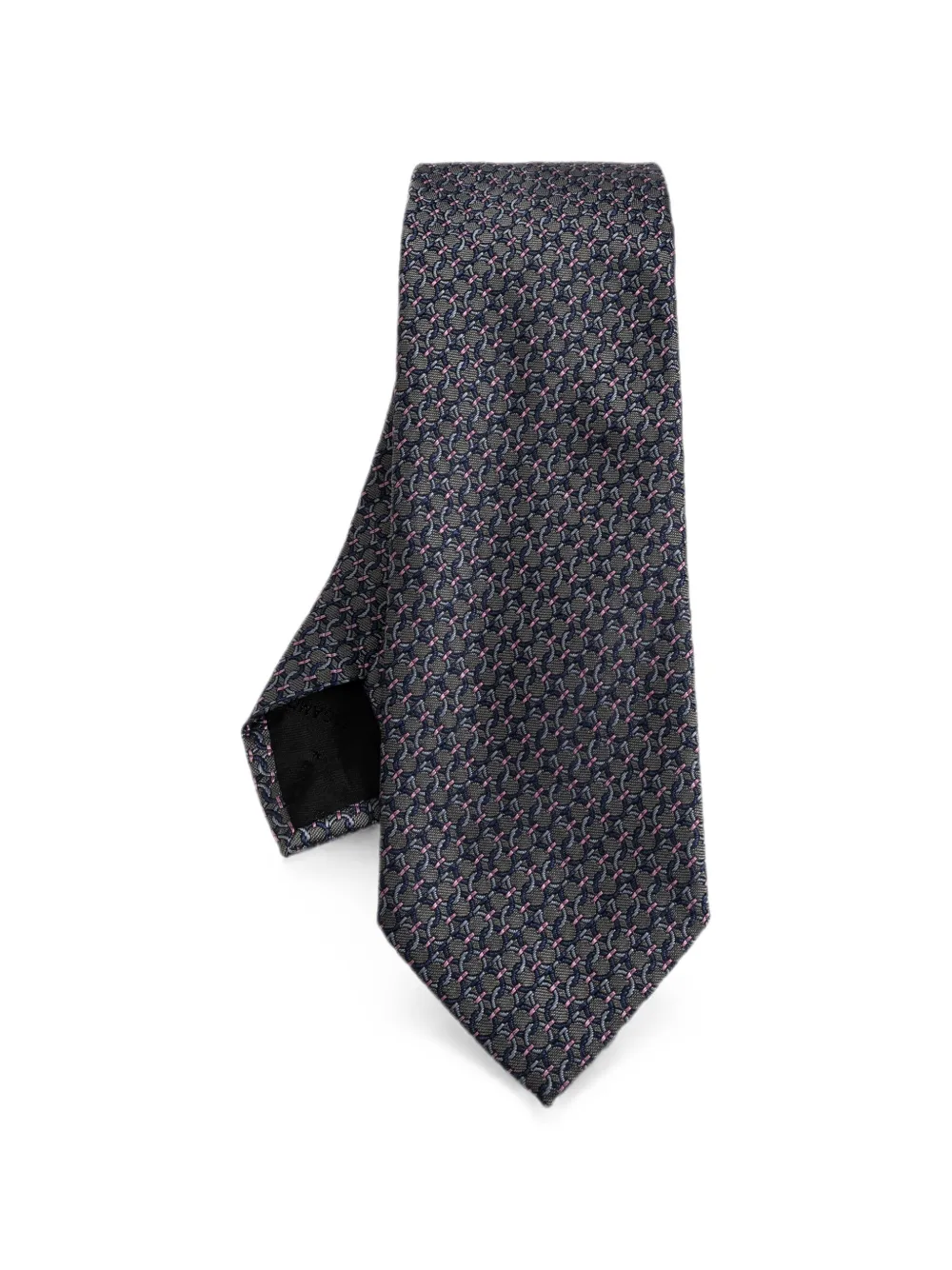 Ferragamo Gancini-pattern silk tie - Grigio