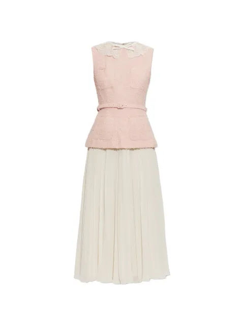 Self-Portrait lace-collar bouclé midi dress