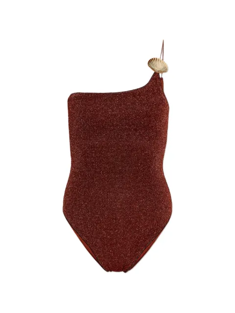 Oséree Lumière one-shoulder shell-detail swimsuit
