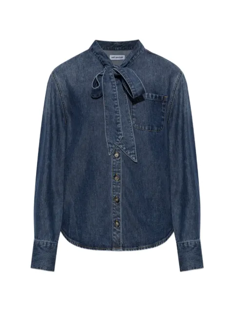 Self-Portrait tie-neck denim shirt