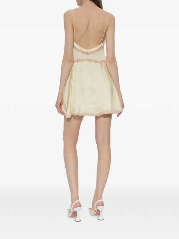 self portrait lace cut out mini dress Self-Portrait Lace Trim Mini Dress | White