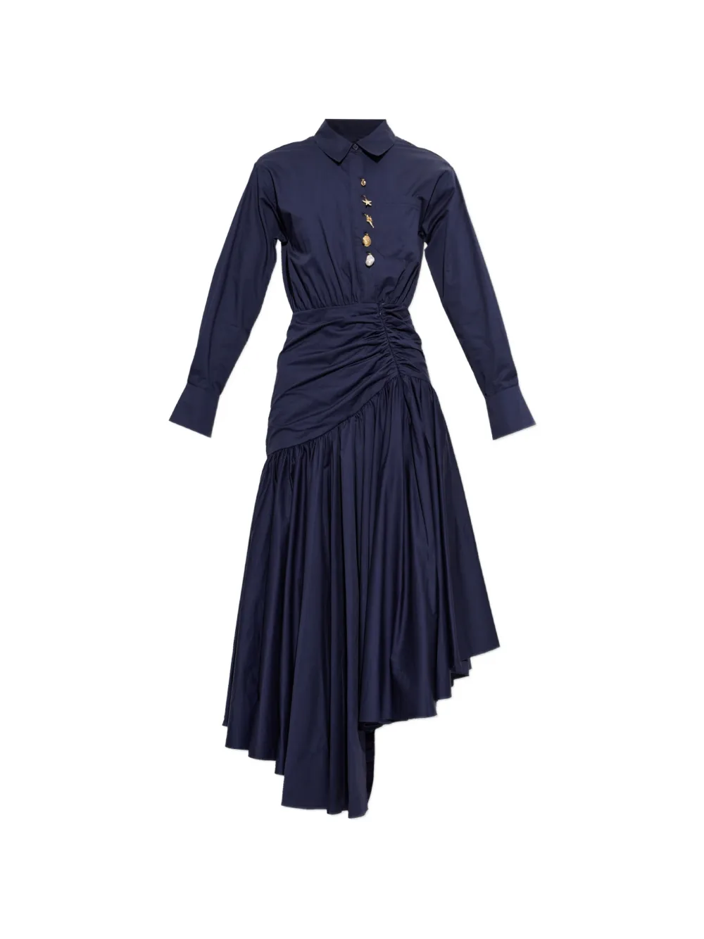 Self-Portrait asymmetrical gathered maxi dress - Blu