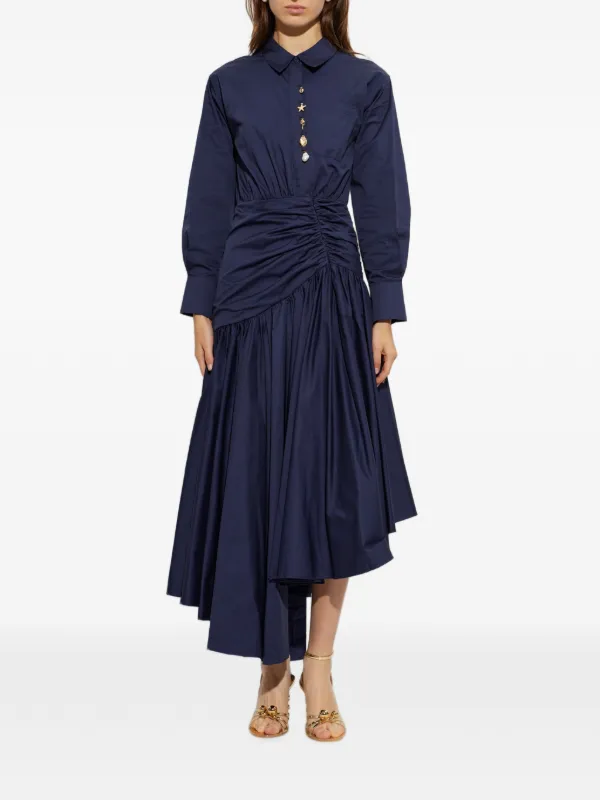 asymmetrical gathered dress Self-Portrait Maxi | Blue pink flowy dress Significant Other - Farrah Size:US24+ and elegant evening occasions