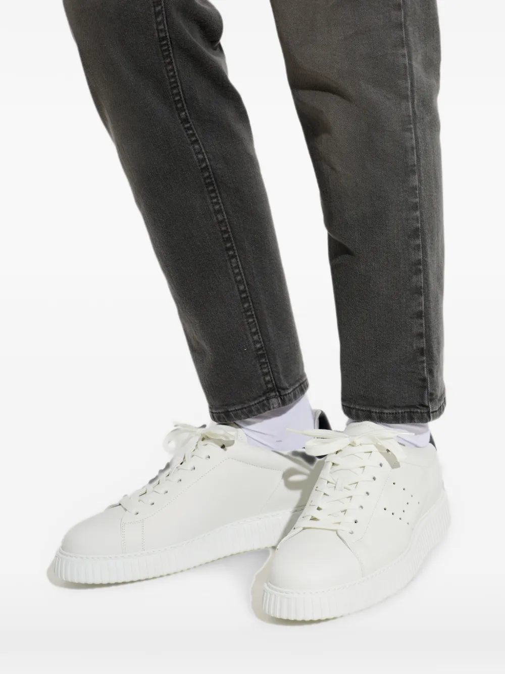 Hogan Leren sneakers met geperforeerde details Wit