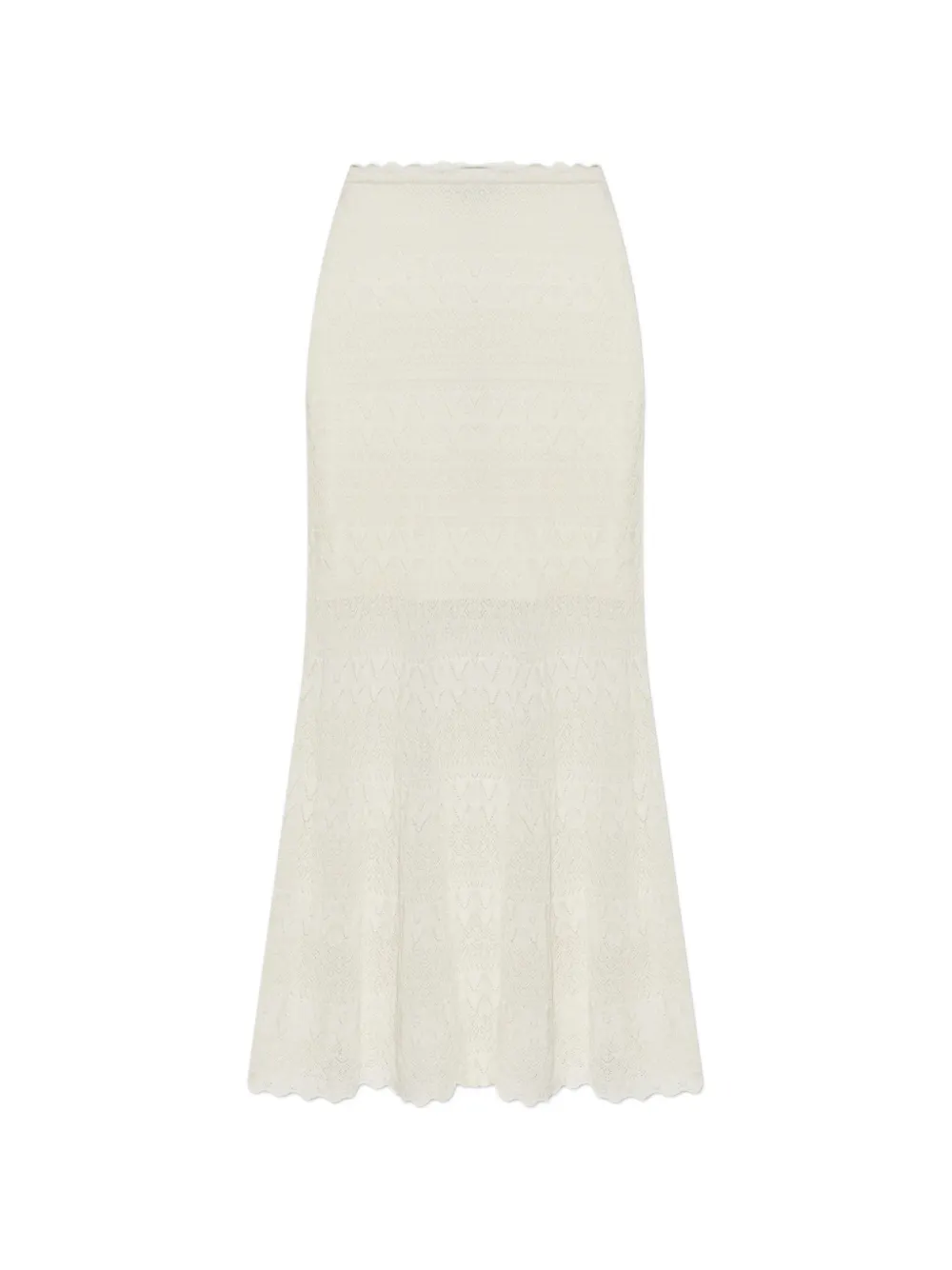 Self-Portrait crochet-knit scalloped-edge maxi skirt - Nude