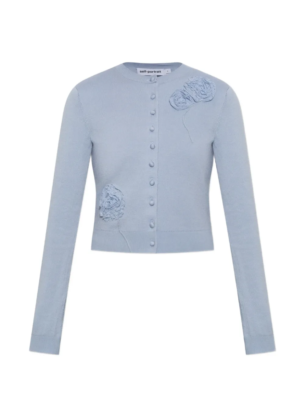 Self-Portrait lace-appliqué button-up cardigan - Blau