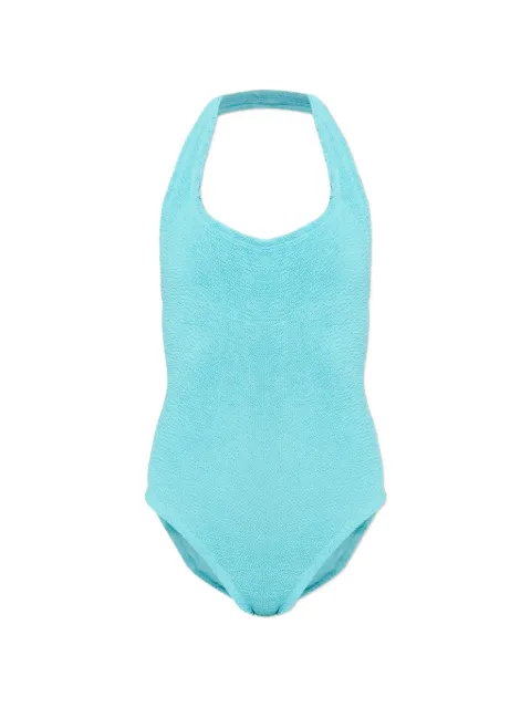 Hunza G Sandy crinkle-effect halterneck swimsuit