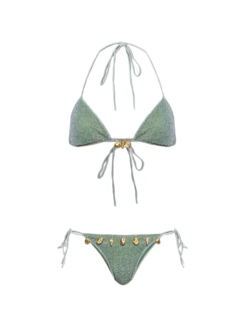 Oséree shell-embellished glitter bikini