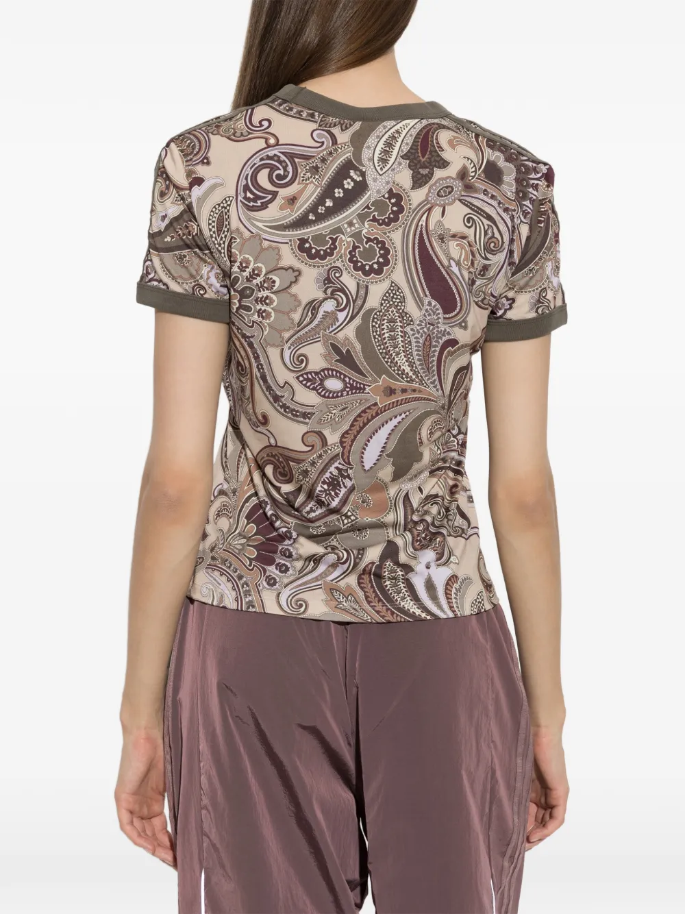 adidas paisley-print logo-embroidered T-shirt Beige