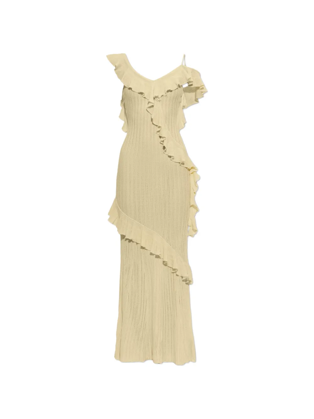 Self-Portrait ruffled pointelle-knit maxi dress - Giallo