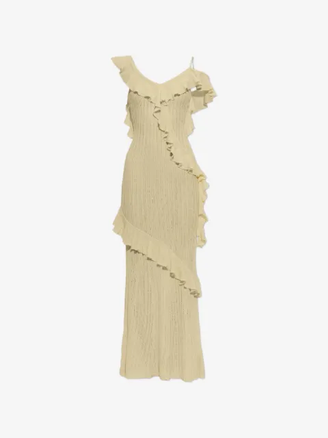 Self-Portrait ruffled pointelle-knit maxi dress