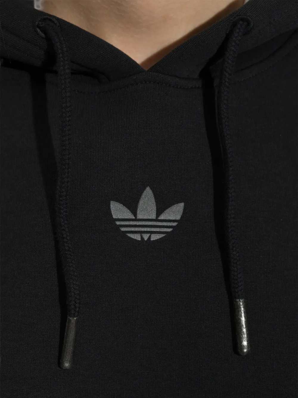 adidas logo-print drawstring hoodie Zwart