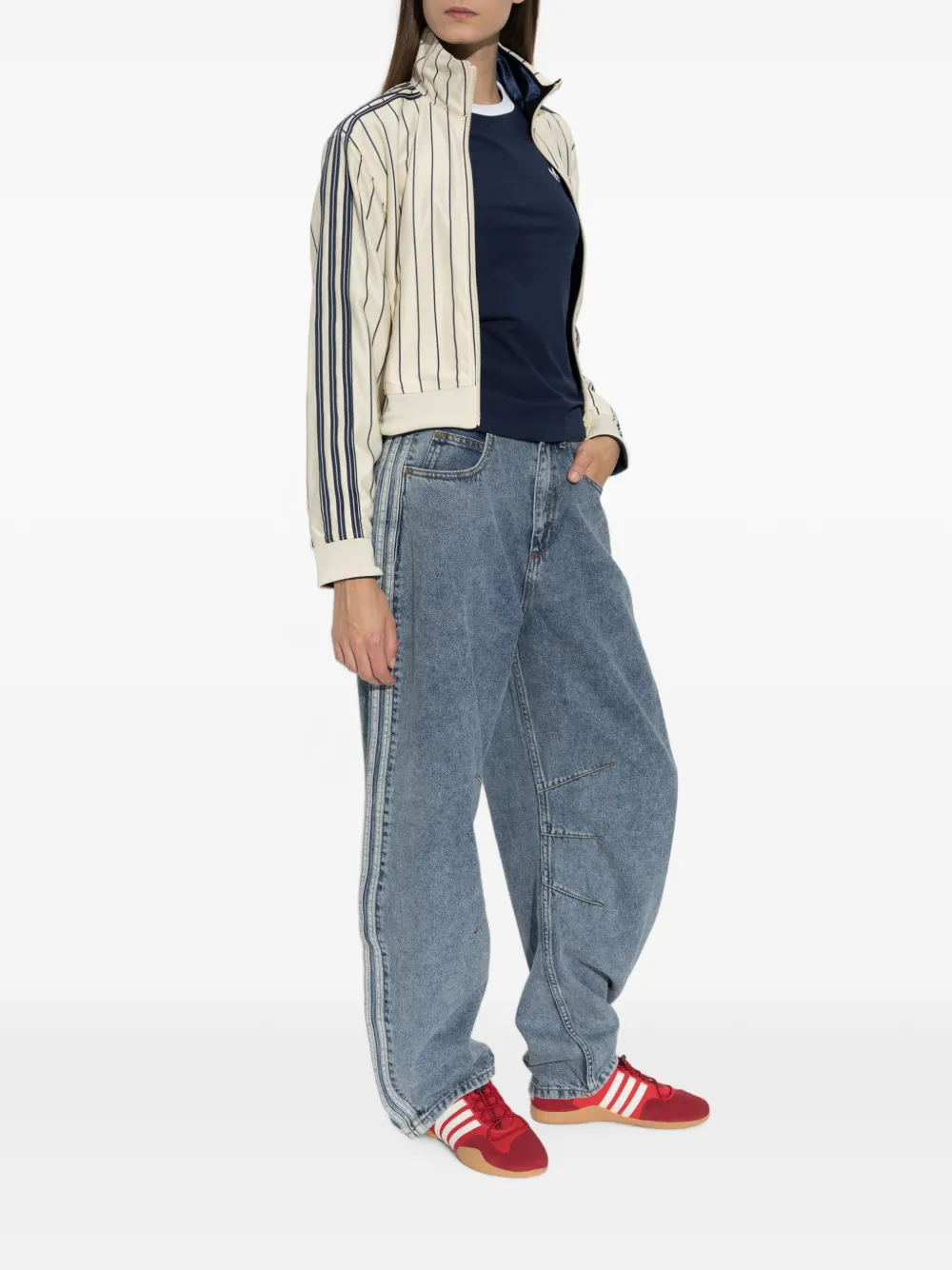 adidas side-stripe wide-leg jeans Blauw