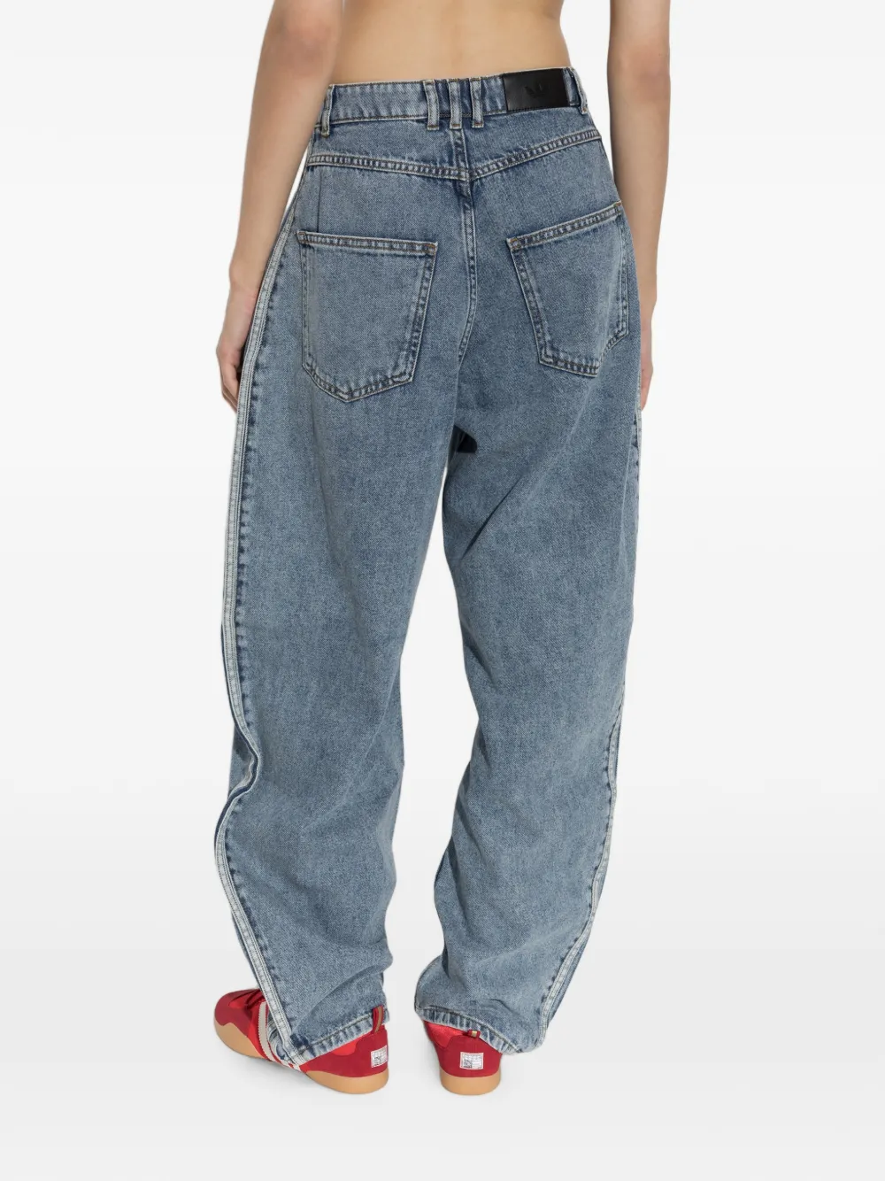 adidas side-stripe wide-leg jeans Blauw