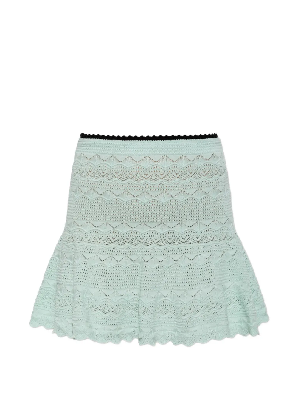 Self-portrait Crochet-knit Flared Mini Skirt In Gray