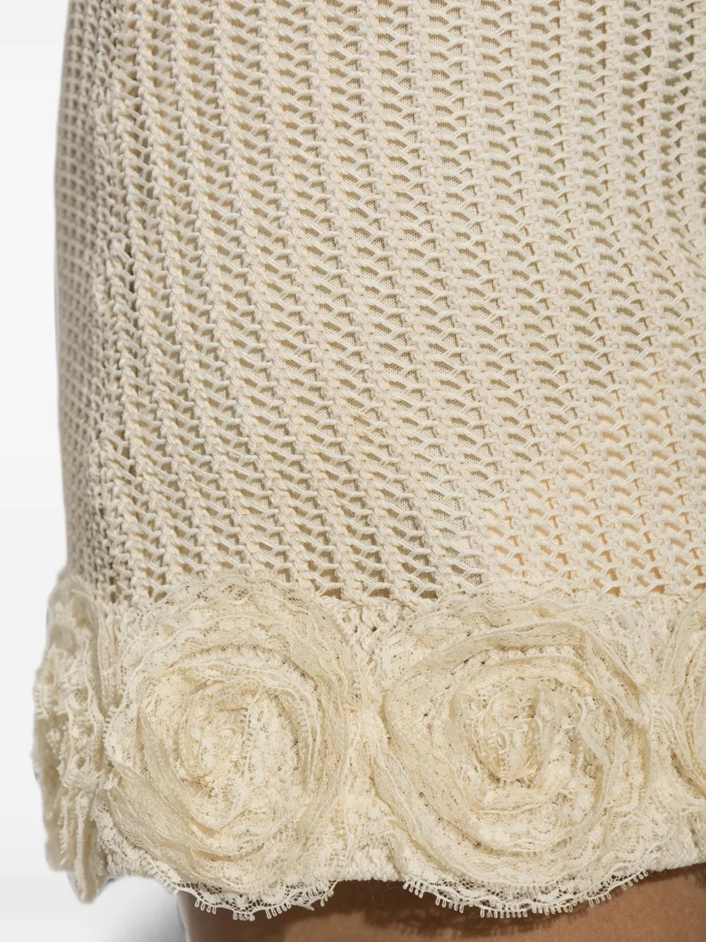 Self-Portrait Gehaakte mini-rok met bloemenpatroon Beige