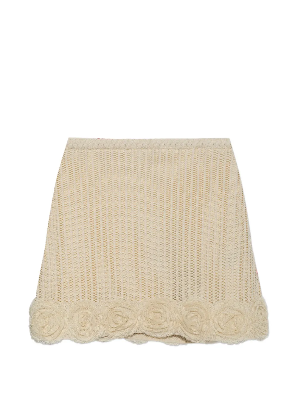 Self-Portrait floral-motif crochet-knit mini skirt - Toni neutri