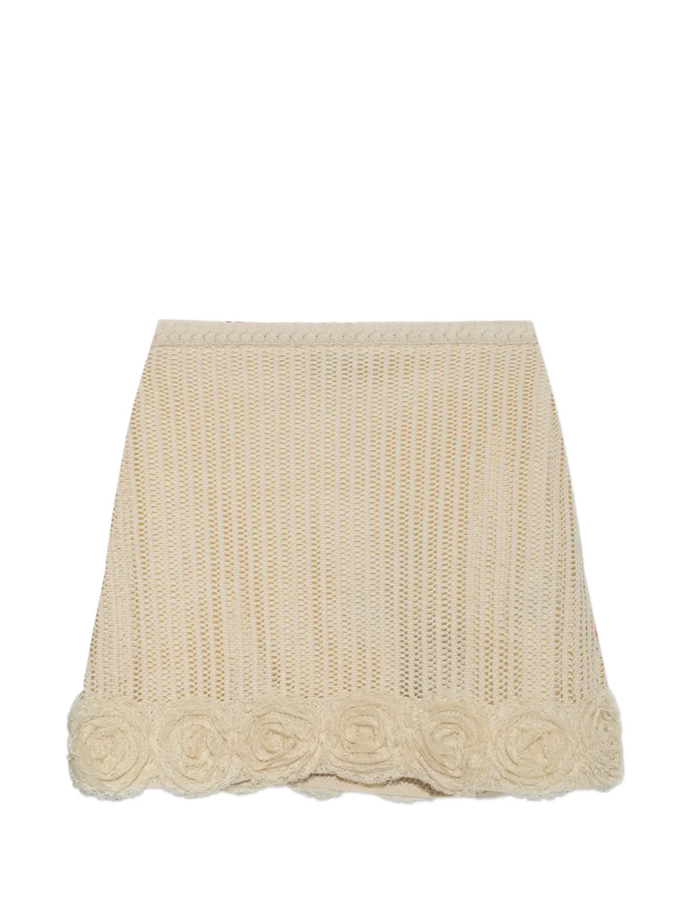 Self-Portrait floral-motif crochet-knit mini skirt - Nude