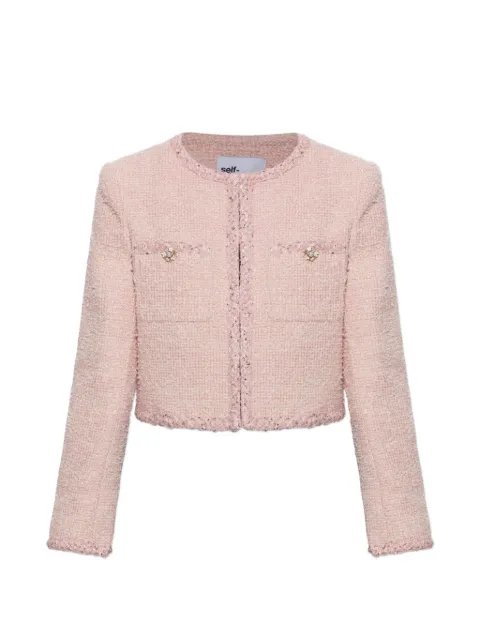 Self-Portrait sequin-embellished cropped tweed jacket