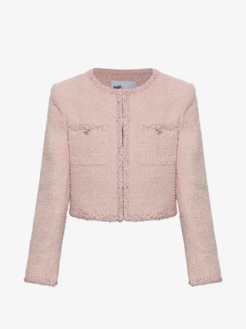 Self-Portrait sequin-embellished cropped tweed jacket