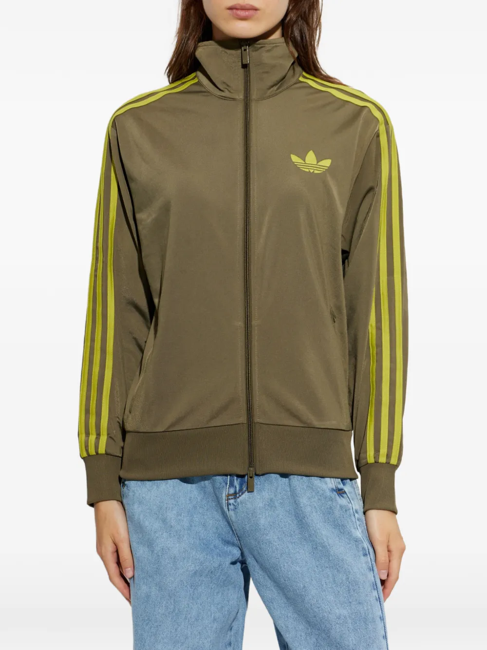adidas stripe-detail logo jacket Groen