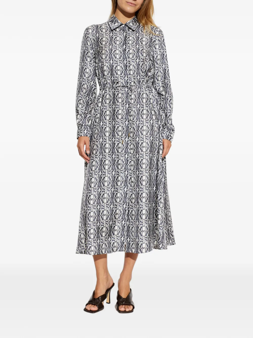 Max Mara Faraone midi-blousejurk met logoprint Wit