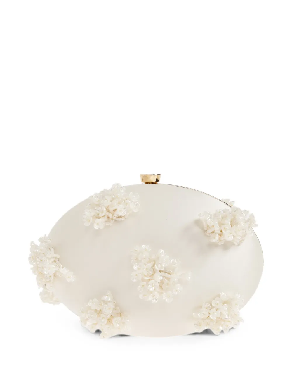 Self-Portrait Satijnen bucket-tas met bloemenapplicatie Beige