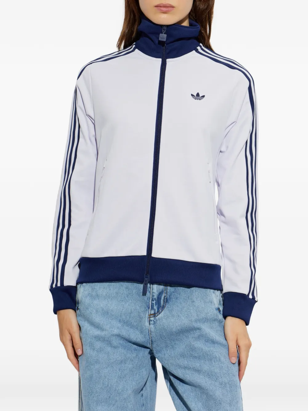 adidas logo-embroidered zip-up sweatshirt Wit