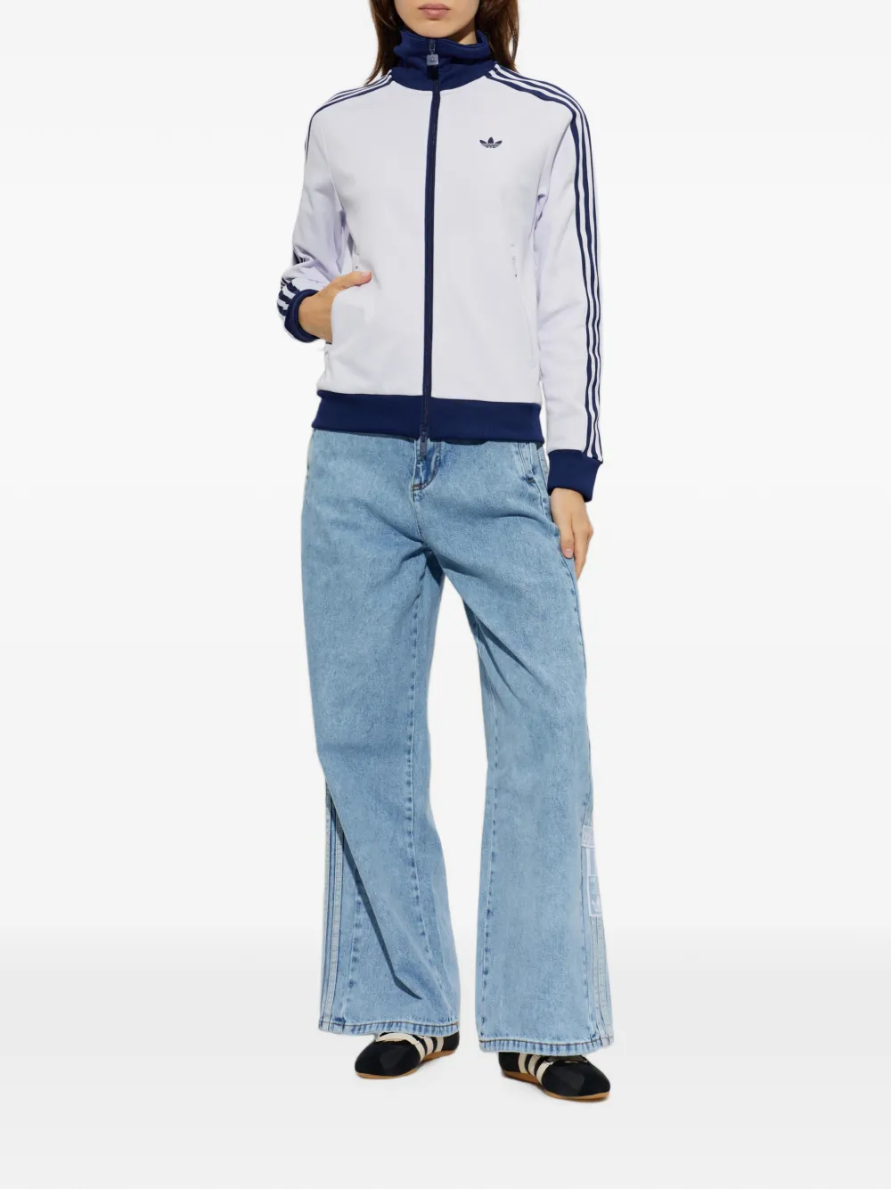 adidas logo-embroidered zip-up sweatshirt Wit