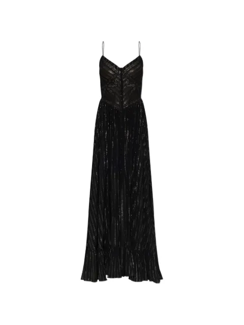 Self-Portrait pleated lace-trim maxi dress