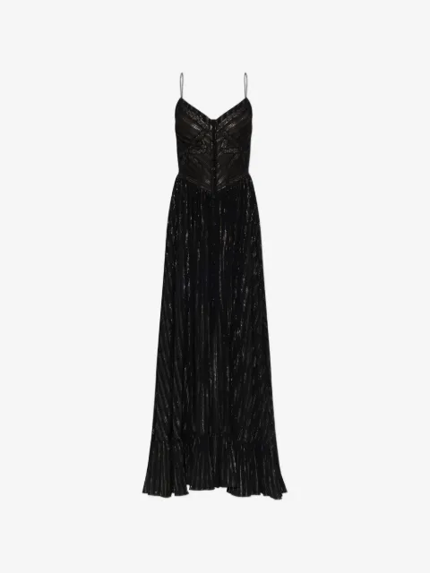 Self-Portrait pleated lace-trim maxi dress