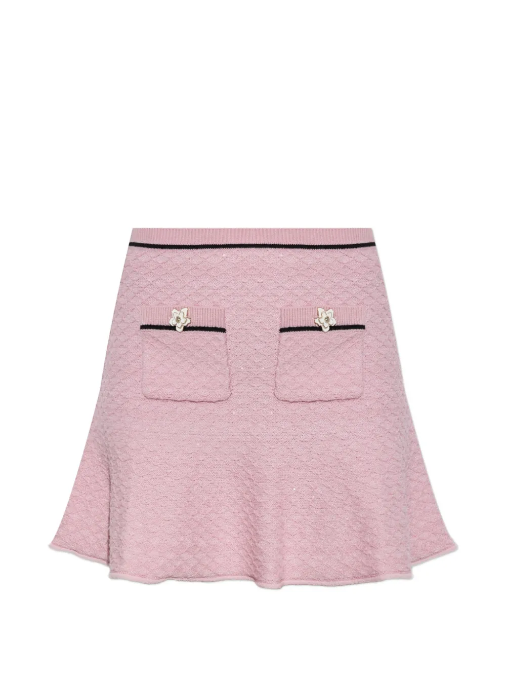 Self-Portrait sequin-embellished knitted mini skirt - Rosa