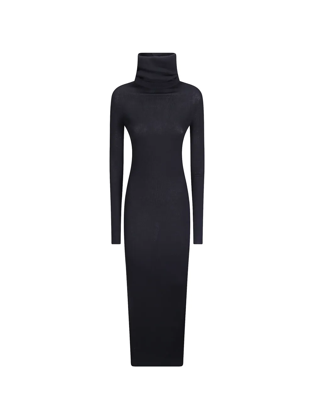 Rick Owens ribbed-knit roll-neck midi dress - Nero