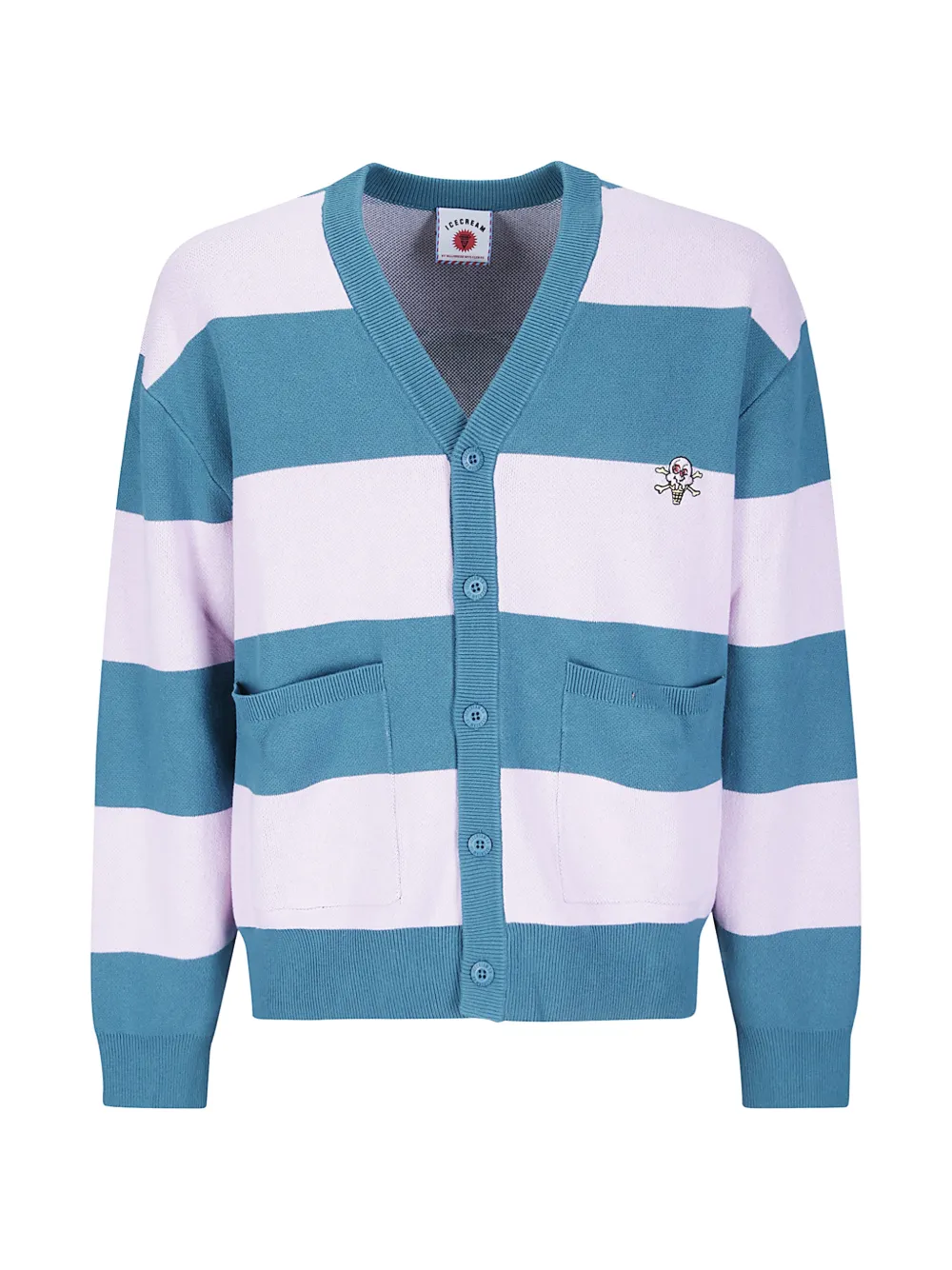 ICECREAM Cones & Bones striped cardigan - Verde