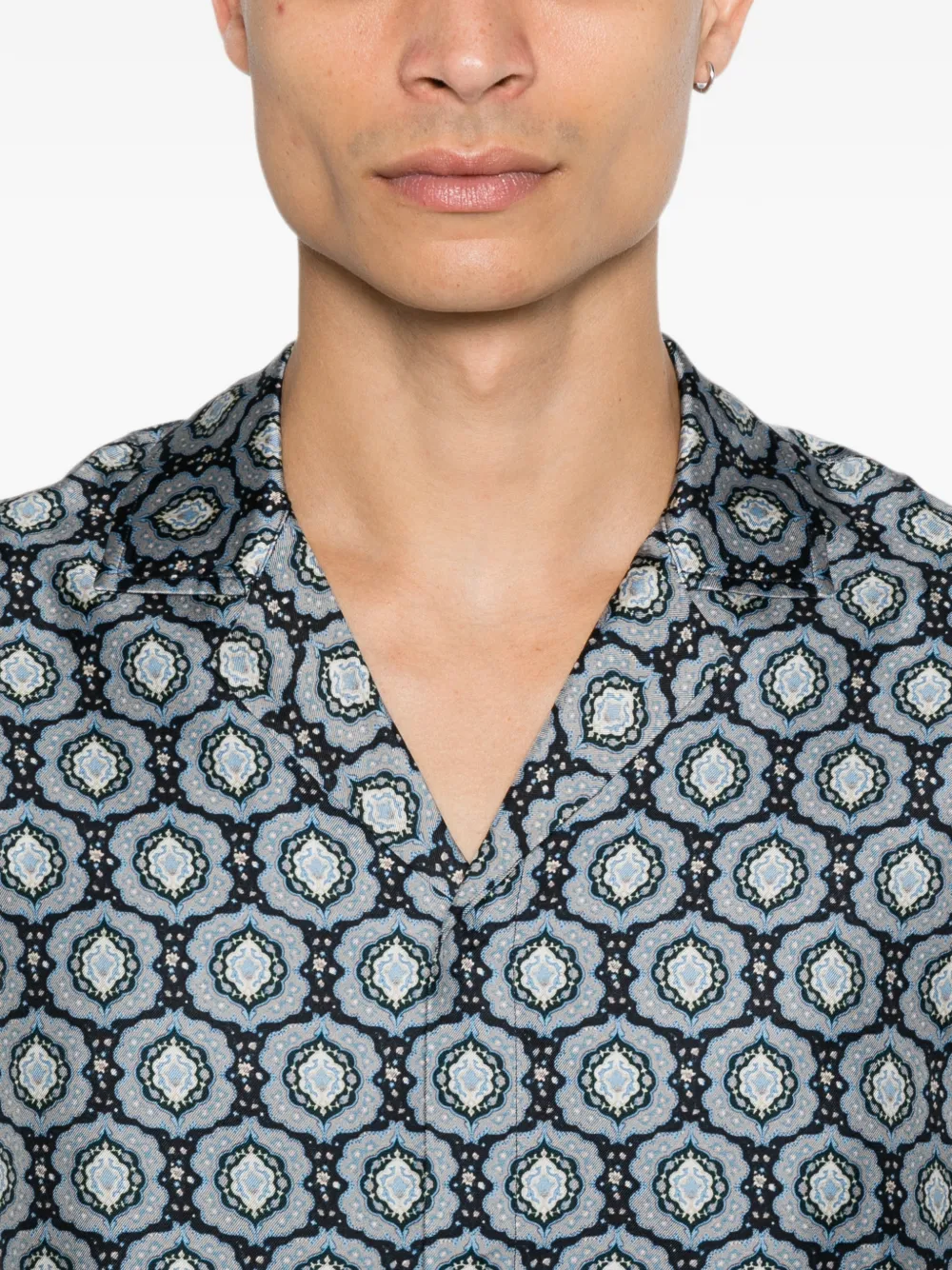 Orlebar Brown Overhemd met print en campkraag Blauw