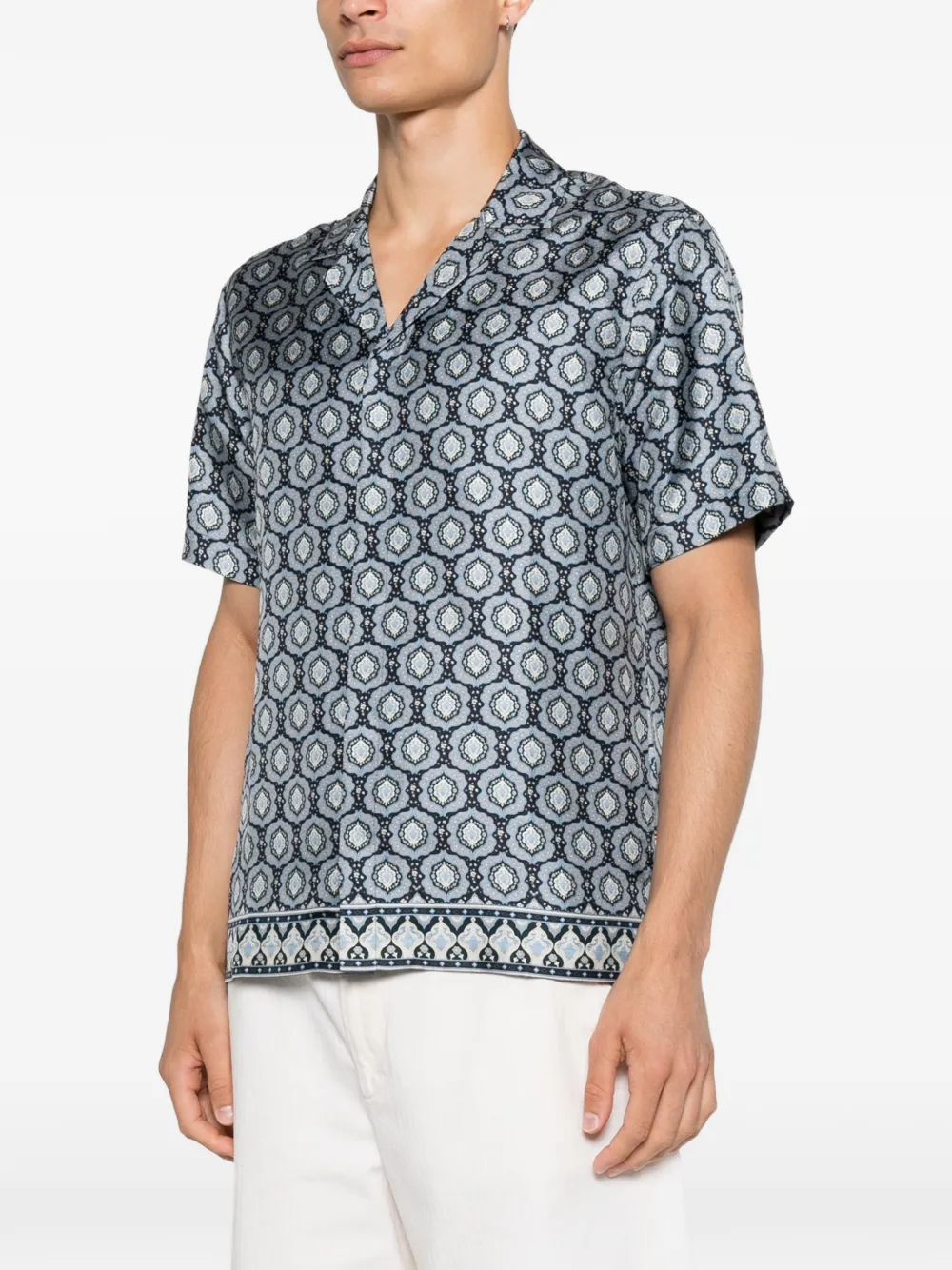 Orlebar Brown Overhemd met print en campkraag Blauw
