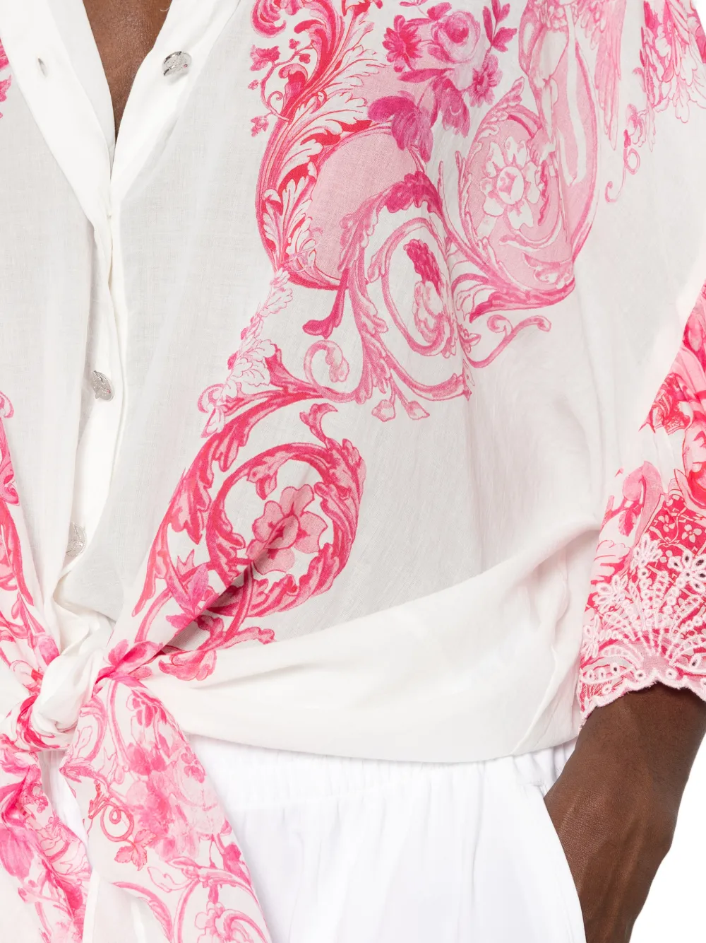 Camilla Overhemd met bloemenprint Wit
