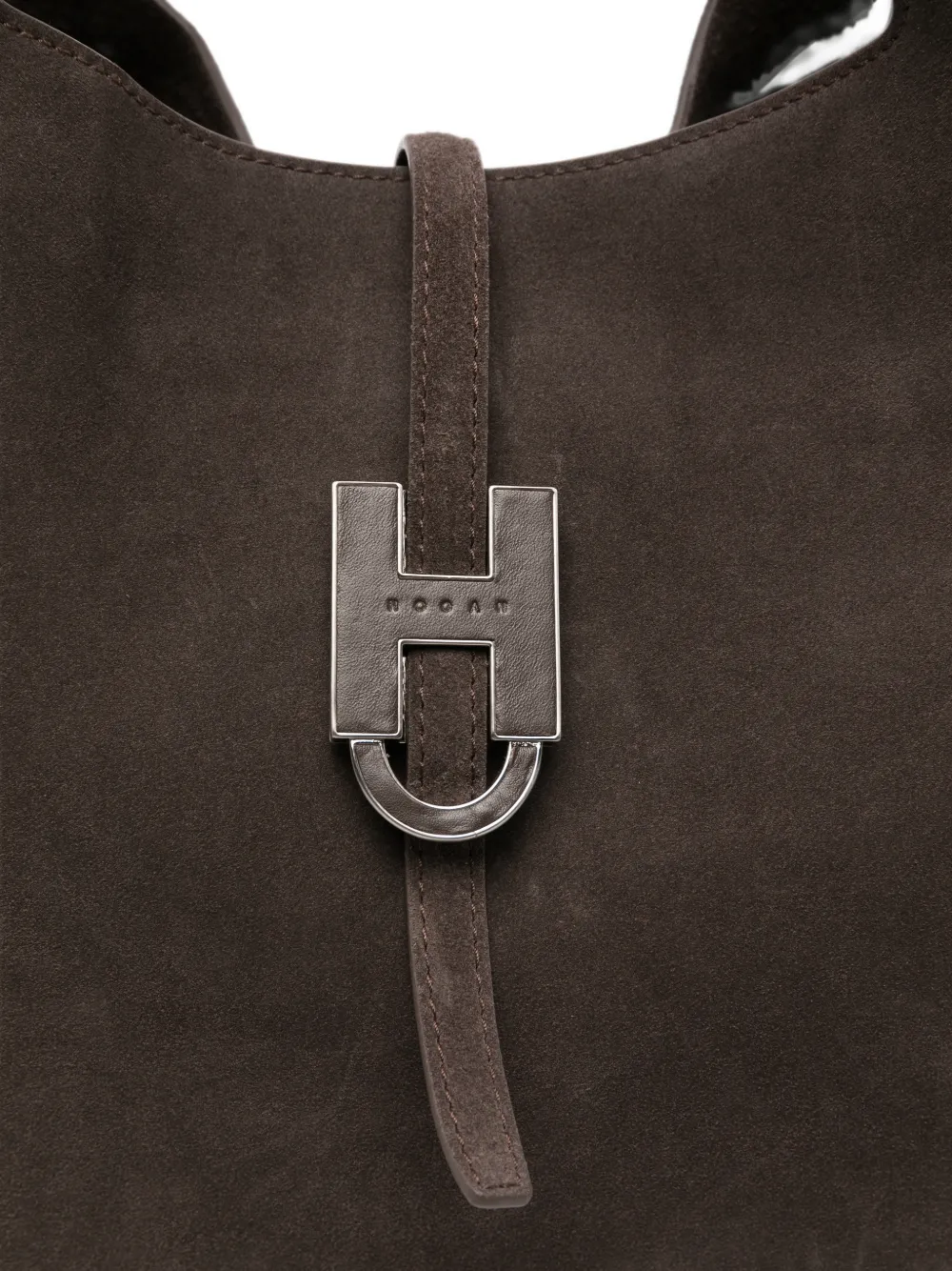 Hogan Trend suède shopper met logo-plakkaat Bruin