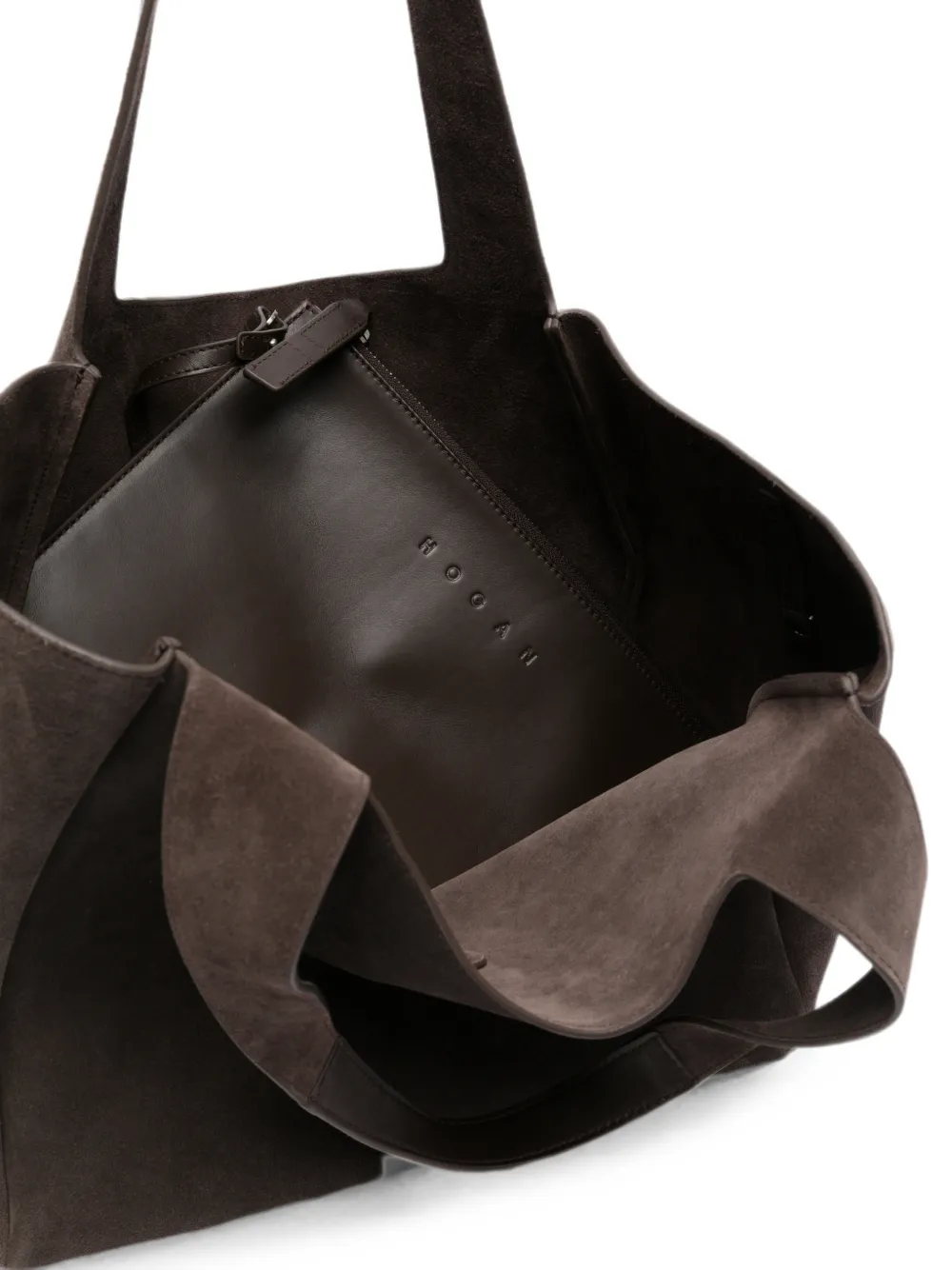 Hogan Trend suède shopper met logo-plakkaat Bruin