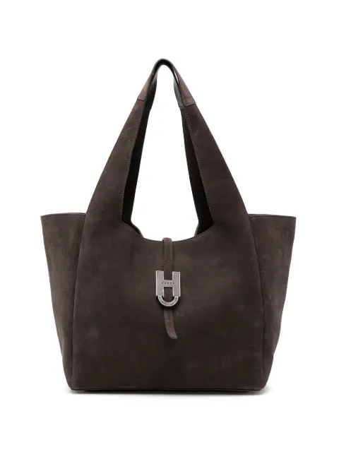 Hogan Trend logo-plaque suede tote bag