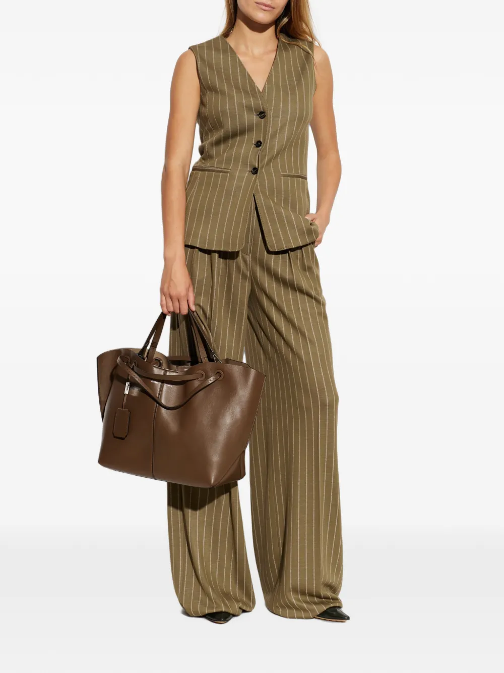 Max Mara Gilet met krijtstreep Groen