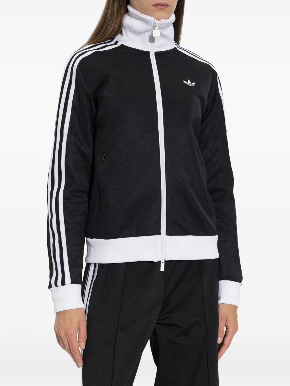 adidas Gestreept trainingsjack met geborduurd logo Zwart