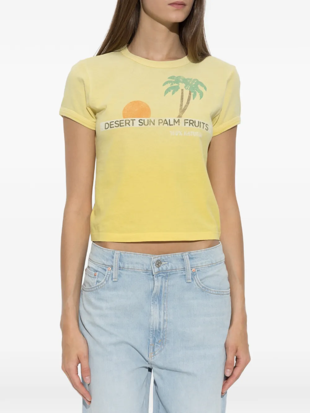 MOTHER The Itty Bitty Ringer T-shirt met palmprint Geel