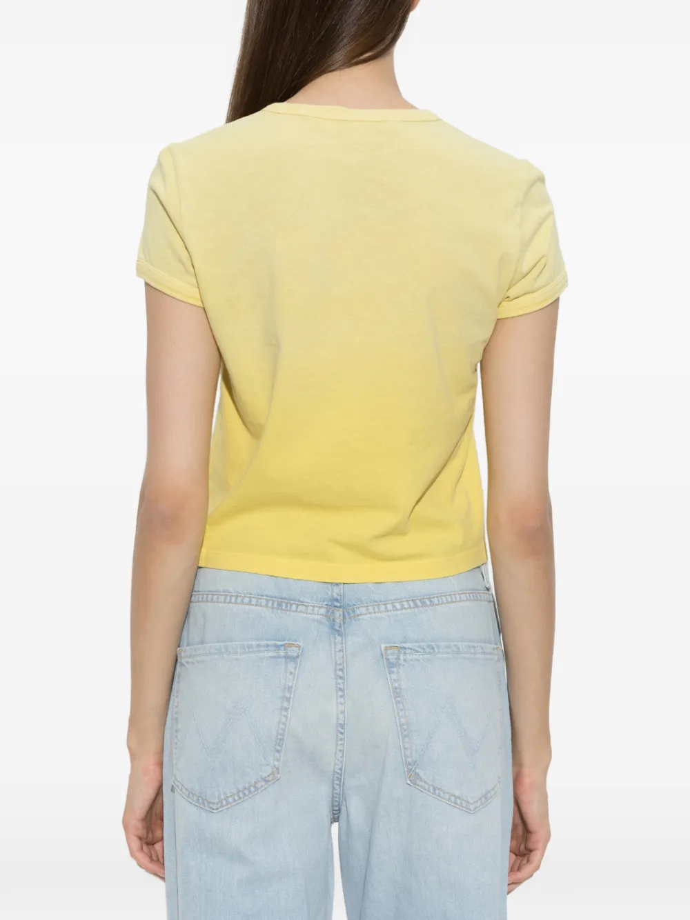 MOTHER The Itty Bitty Ringer T-shirt met palmprint Geel