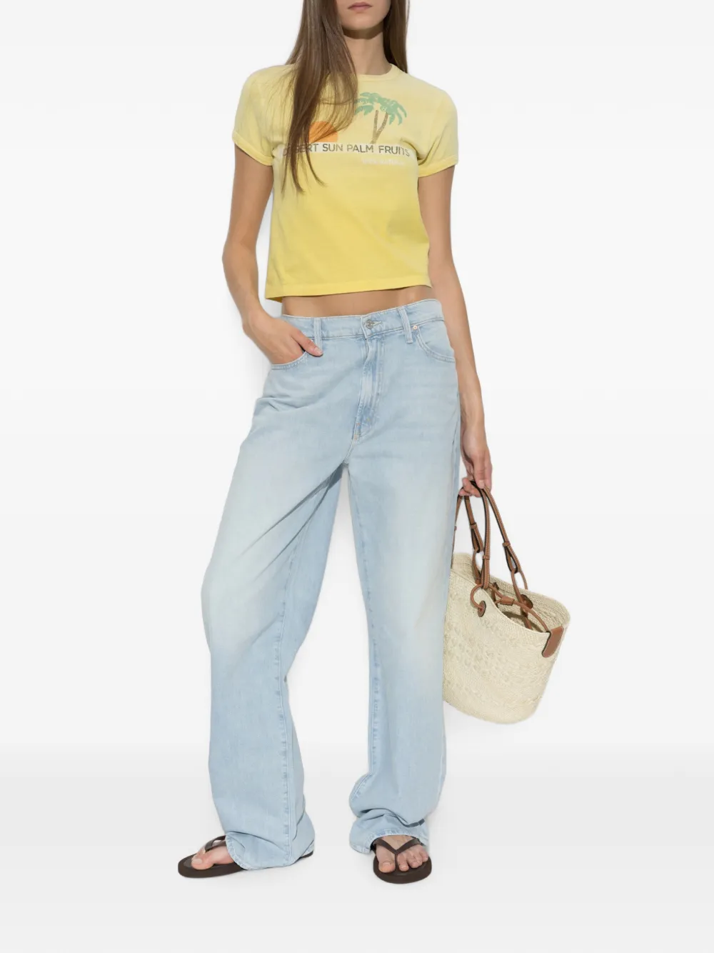 MOTHER The Itty Bitty Ringer T-shirt met palmprint Geel