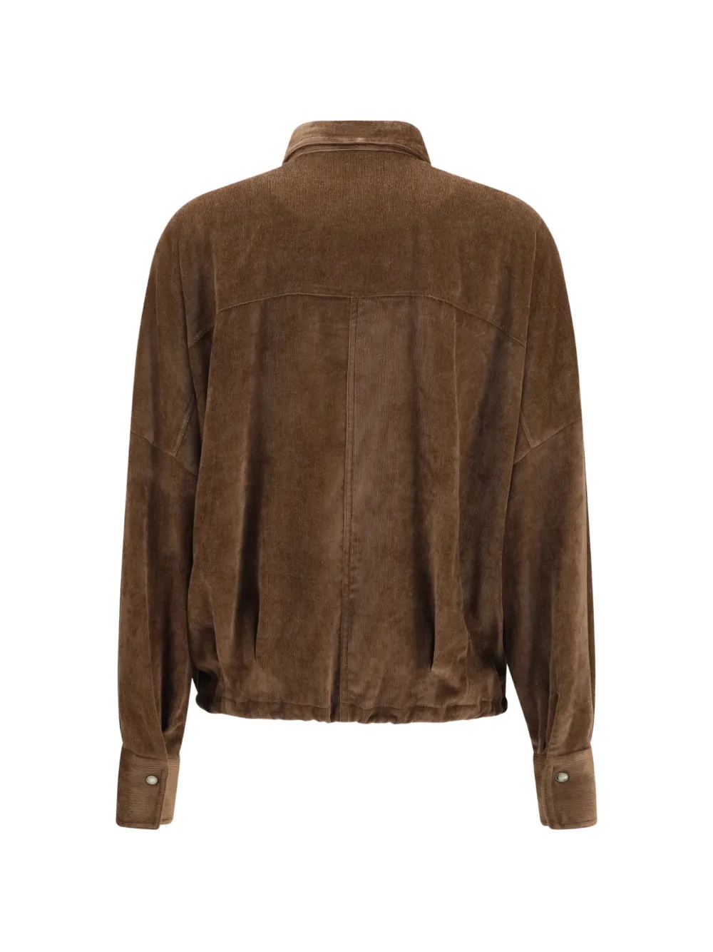 Brunello Cucinelli Ribfluwelen blouse met trekkoord bij de zoom Bruin