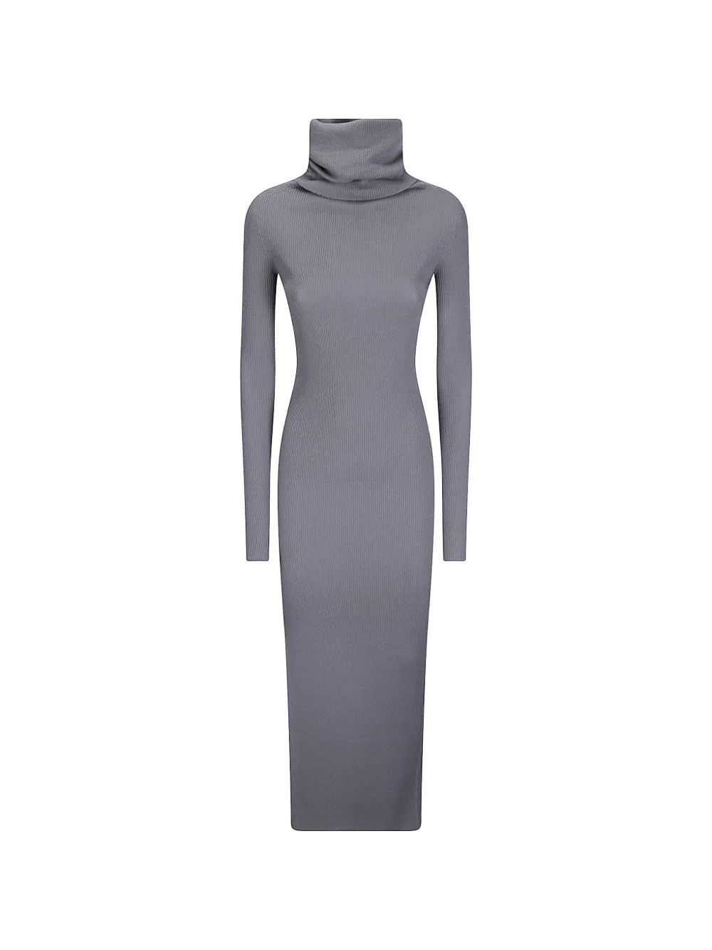 Rick Owens ribbed-knit long-sleeve maxi dress - Grigio