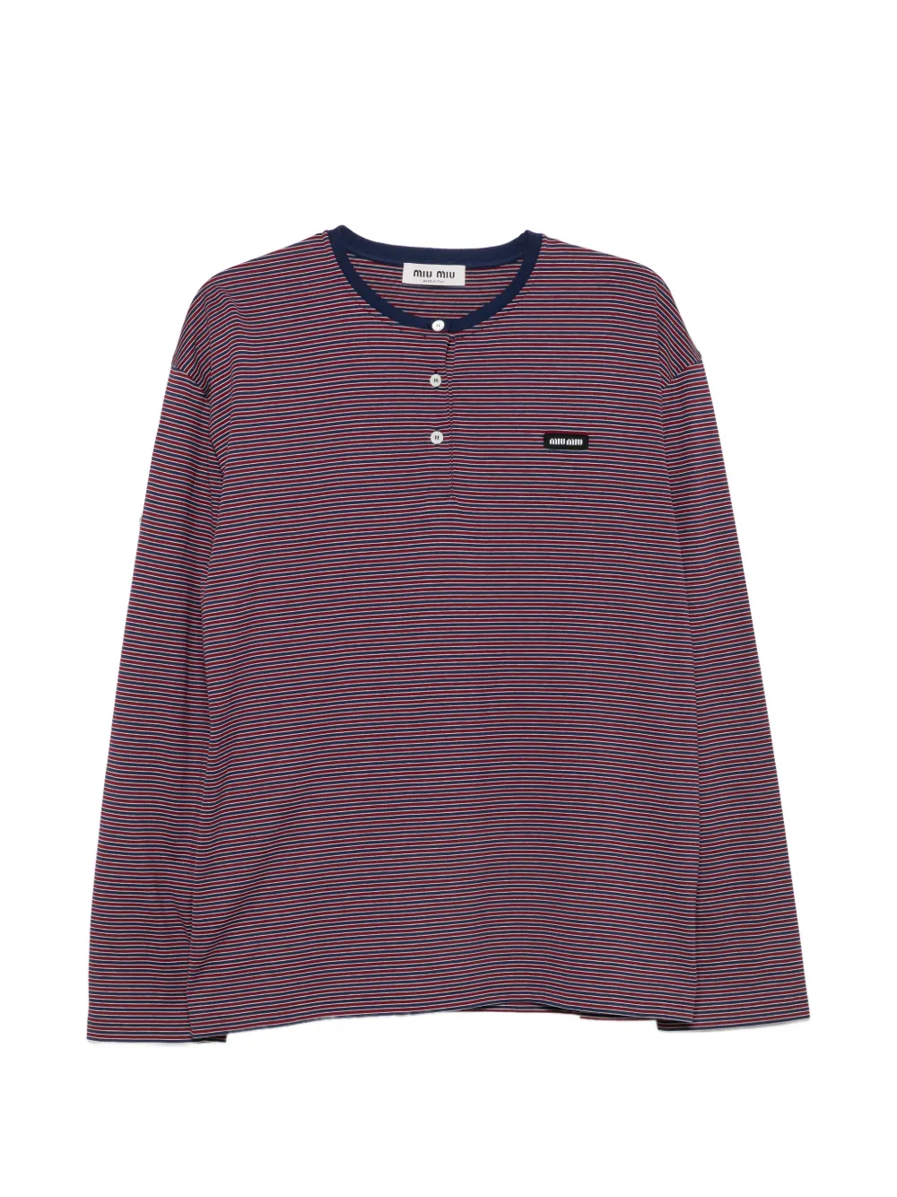 Miu Miu striped long-sleeve henley top - Rosso