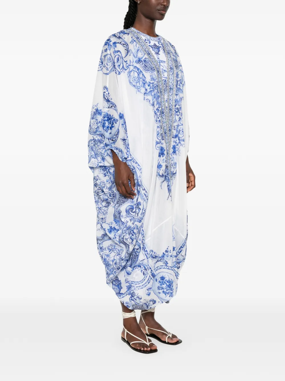 Camilla Crystal-embellished Kimono in White, view 3