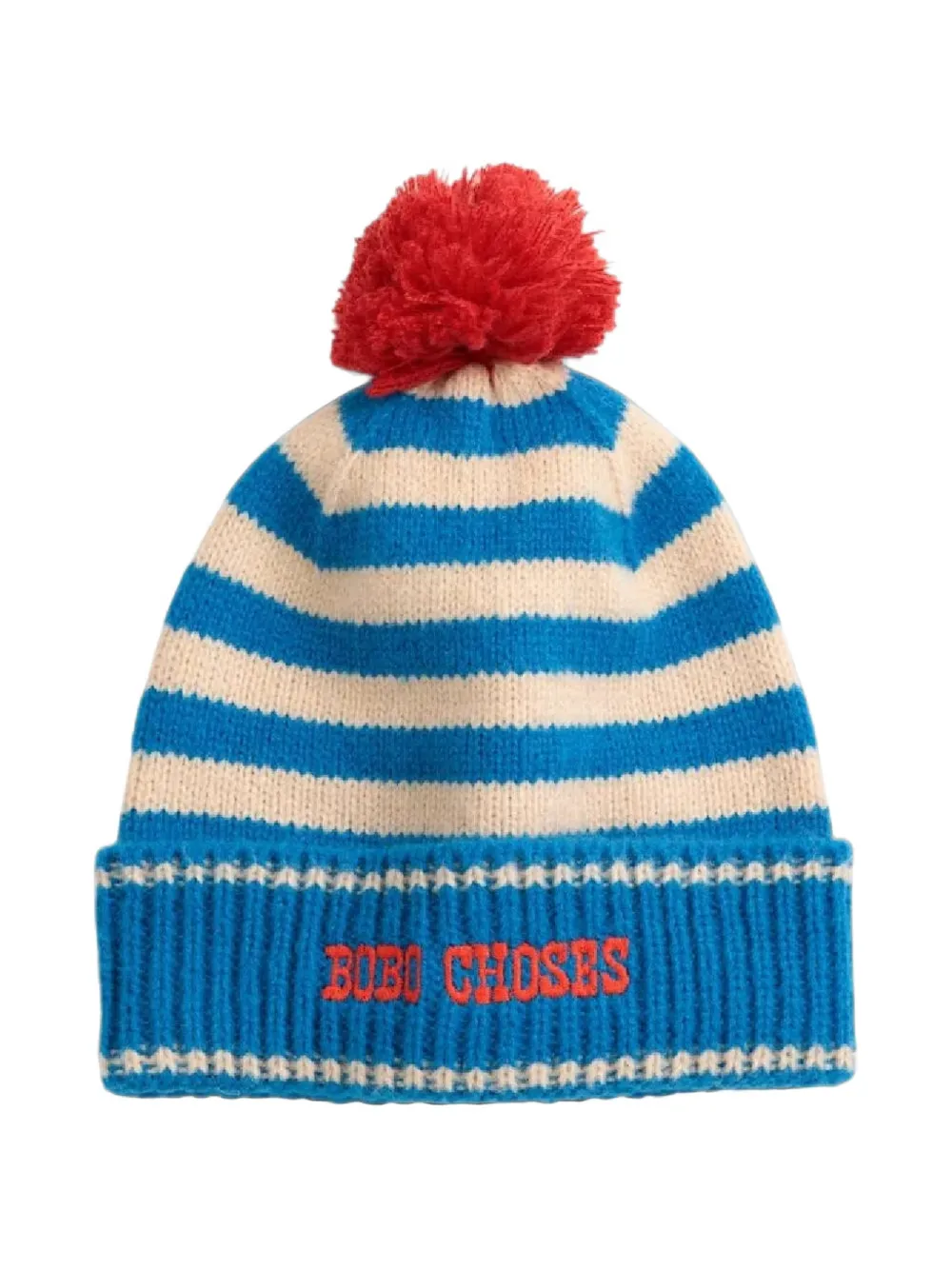 Bobo Choses striped knitted beanie hat - Blu